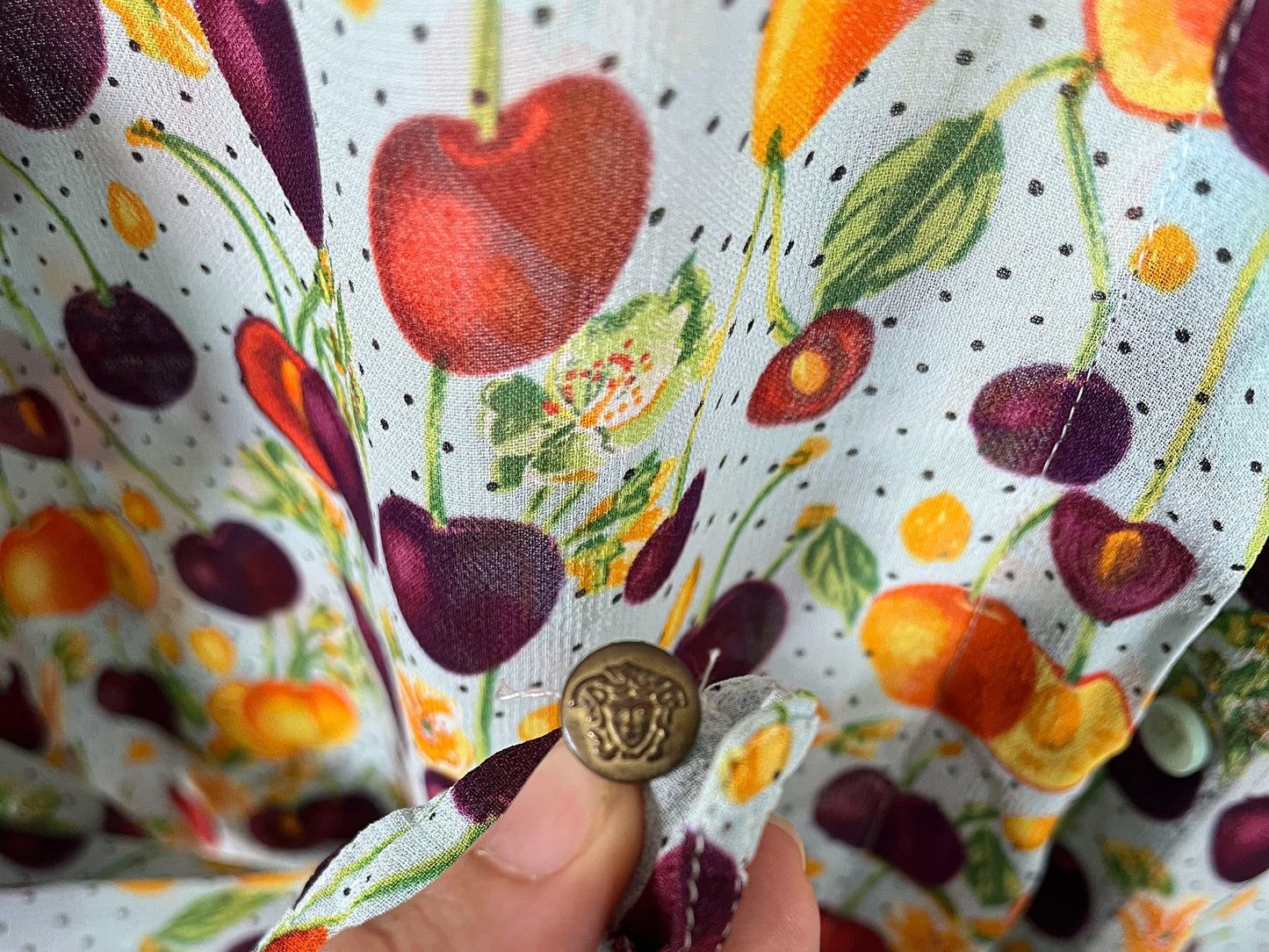 Versace Jeans Couture, Vintage Cherry Print Semi Sheer Blouse