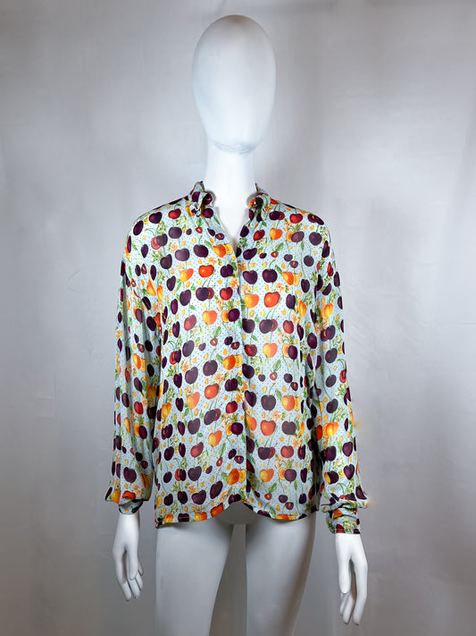 Versace Jeans Couture, Vintage Cherry Print Semi Sheer Blouse